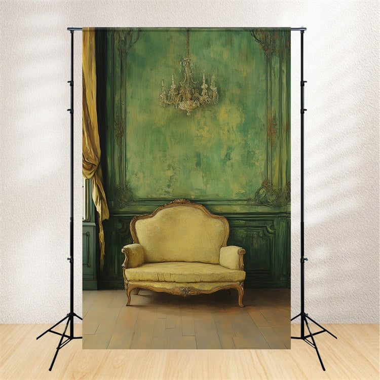 Toile de fond Mur Vert Vintage Salon Vert Canapé CSH2-253