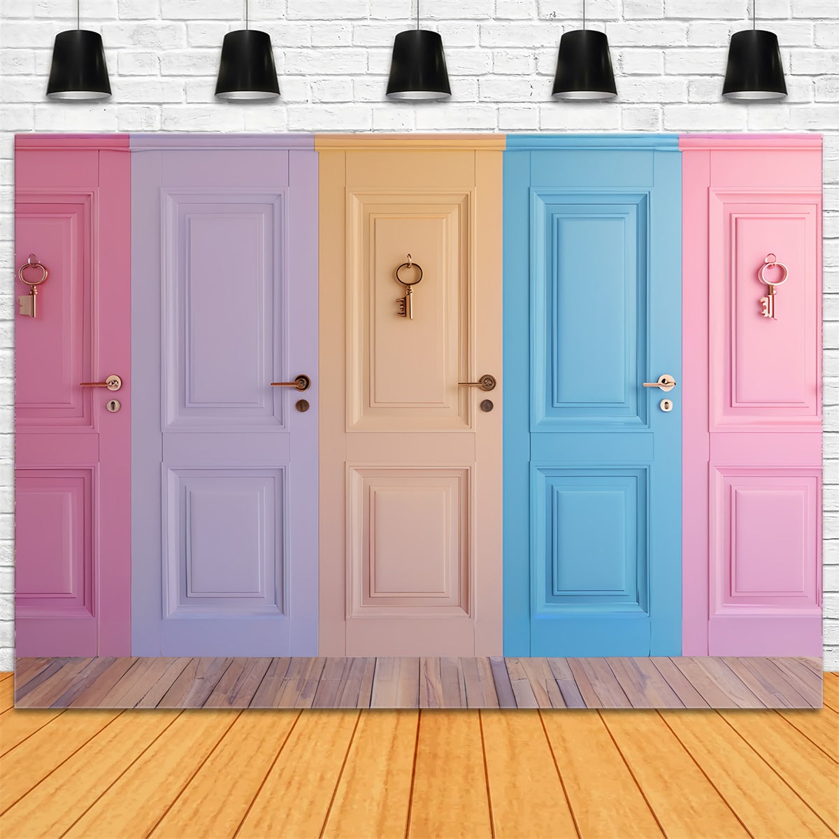 Toile de fond Mur Vintage Portes Pastel Vibrantes CSH2-263