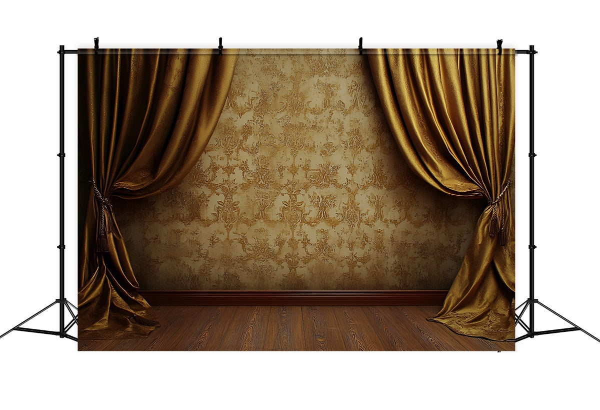 Toile de fond Mur Vintage Rideau de Velours Doré CSH2-265