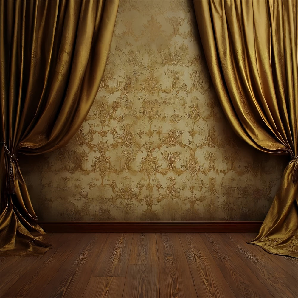 Toile de fond Mur Vintage Rideau de Velours Doré CSH2-265