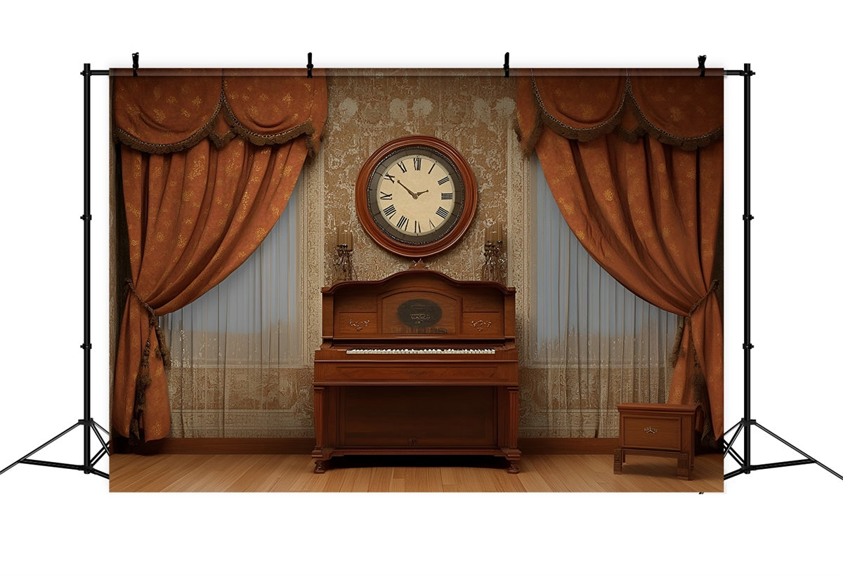 Toile de fond Mur Vintage Salle d’Étude Ancienne Piano CSH2-267