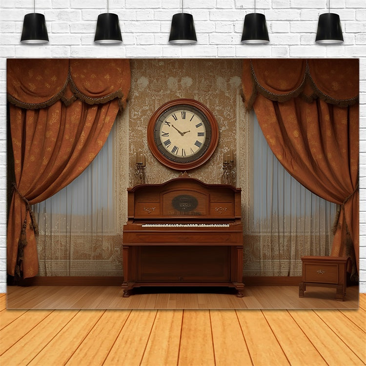 Toile de fond Mur Vintage Salle d’Étude Ancienne Piano CSH2-267