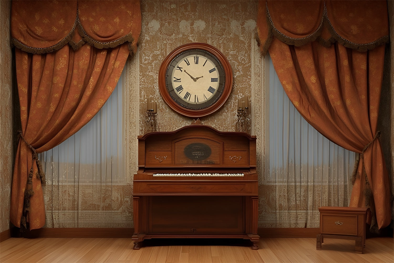 Toile de fond Mur Vintage Salle d’Étude Ancienne Piano CSH2-267