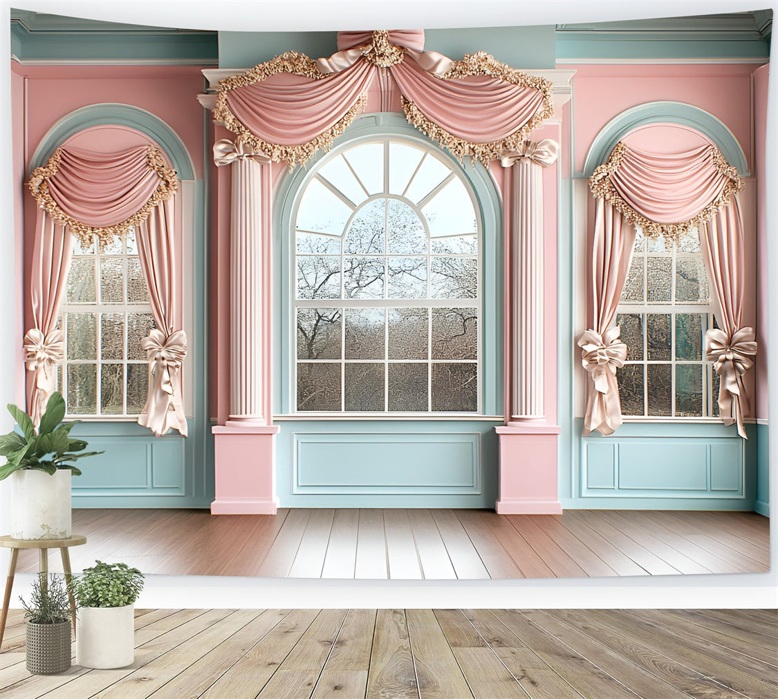 Toile de fond Mur Vintage Fenêtre Drapée Romantique Pastel CSH2-272