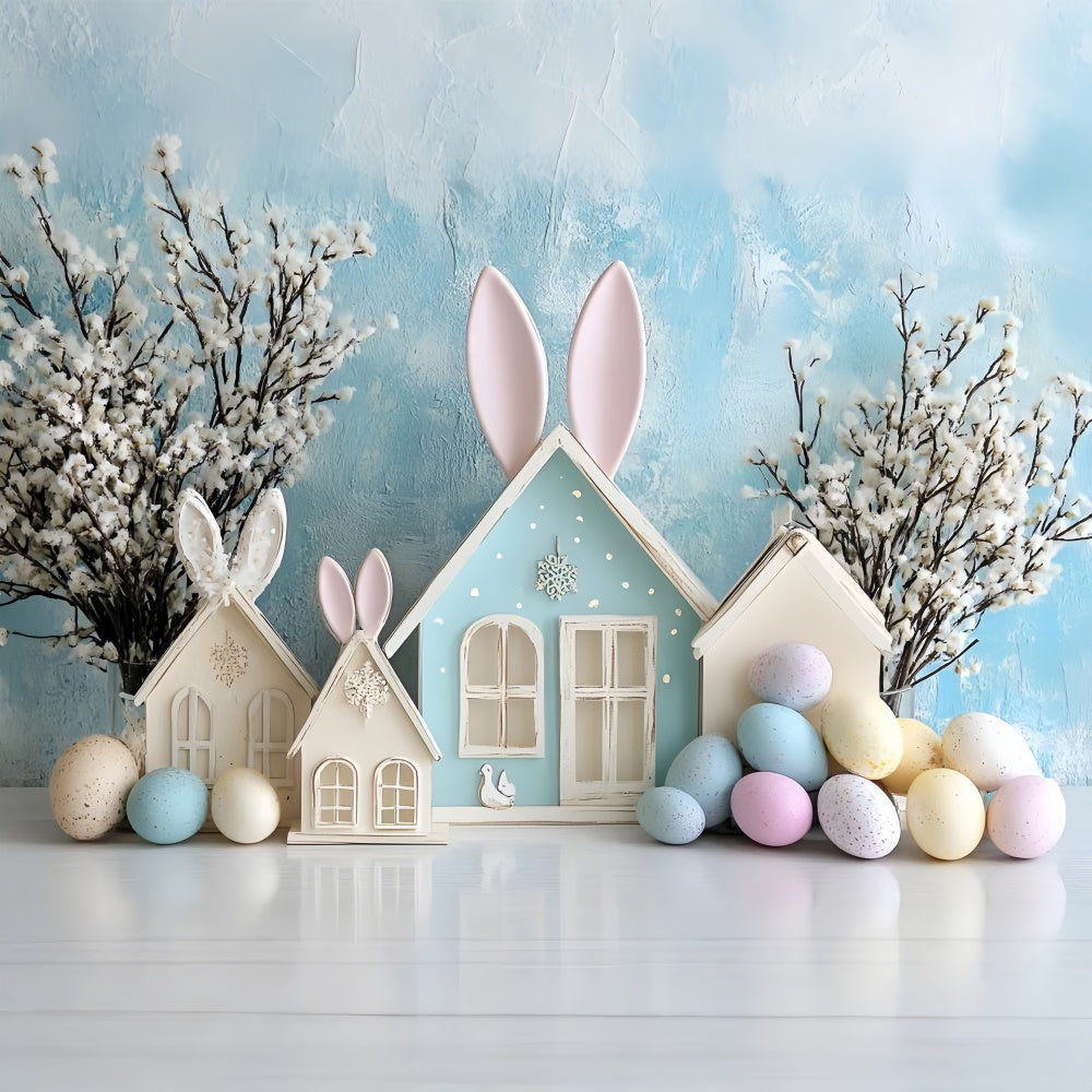 Toile de Fond Pâques Cottage Lapin Bleu Rêveur CSH2-62