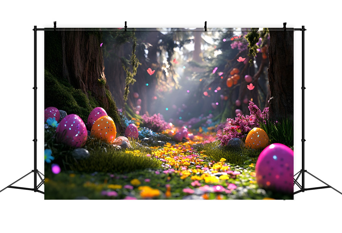 Toile de Fond Pâques Forêt Fantastique Œufs Trail CSH2-82