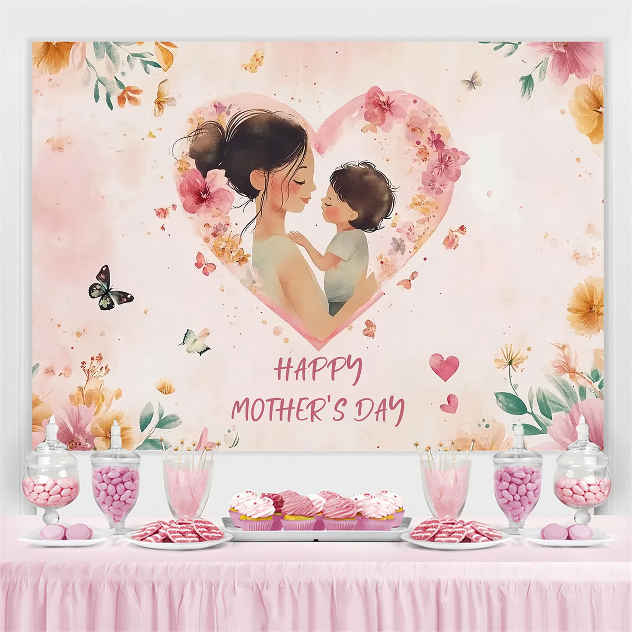 Toile de fond Fête des Mères Personnalisable Douce Étreinte d'Amour CSH3-192