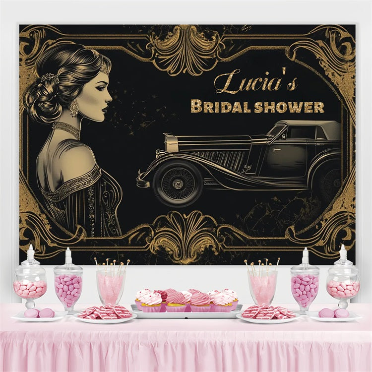 Toile de fond Bridal Shower Personnalisable Vintage Royal CSH3-309