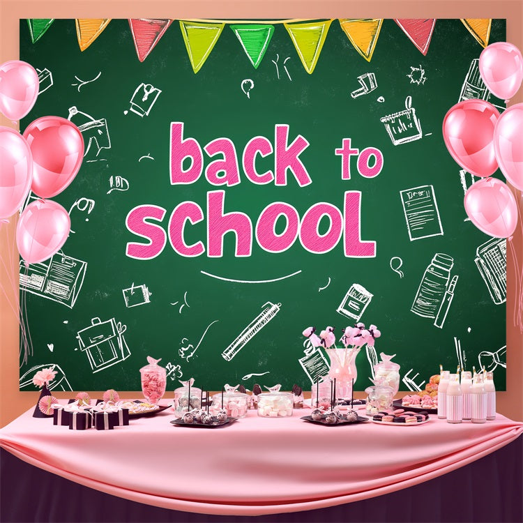 Toile de fond Rentrée des Classes Tableau Noir Vert Classique CSH3-36