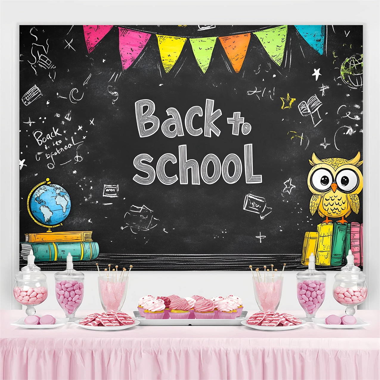 Toile de fond Rentrée des Classes Griffonnages à la Main Tableau Noir CSH3-41