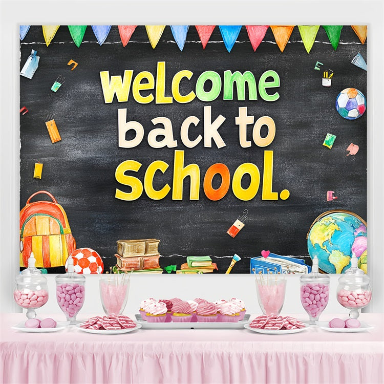 Toile de fond Rentrée des Classes Thème Tableau Noir Salle de Classe CSH3-47