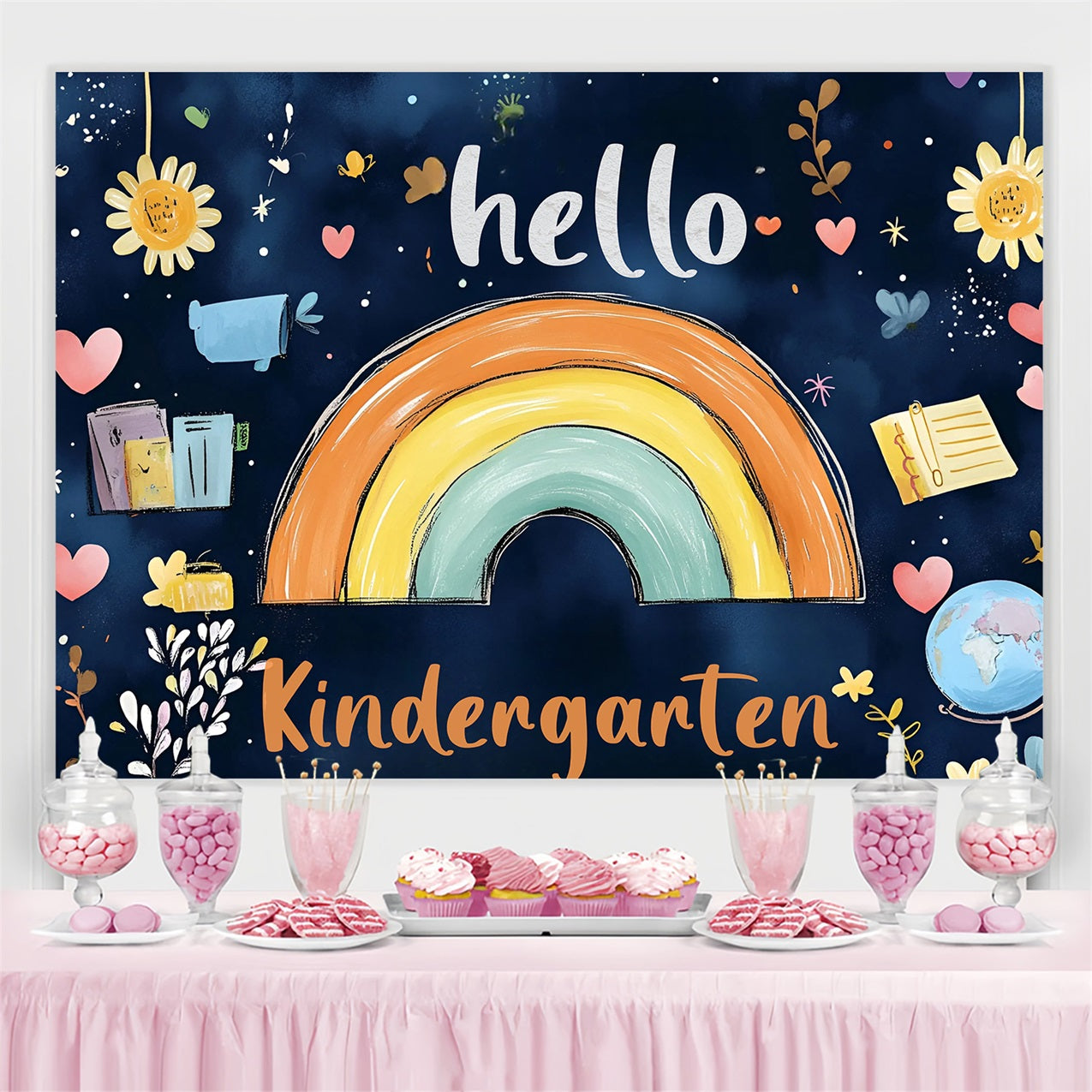 Toile de fond Photo Rentrée des Classes Arc-en-Ciel Rêveur Maternelle CSH3-53
