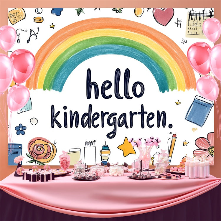 Toile de fond Rentrée des Classes Aquarelle Ludique Maternelle CSH3-54