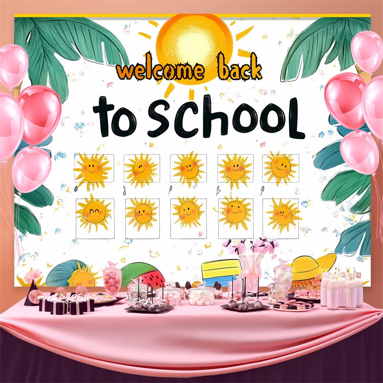 Toile de fond Rentrée des Classes Bienvenue ensoleillée Palmiers CSH3-75
