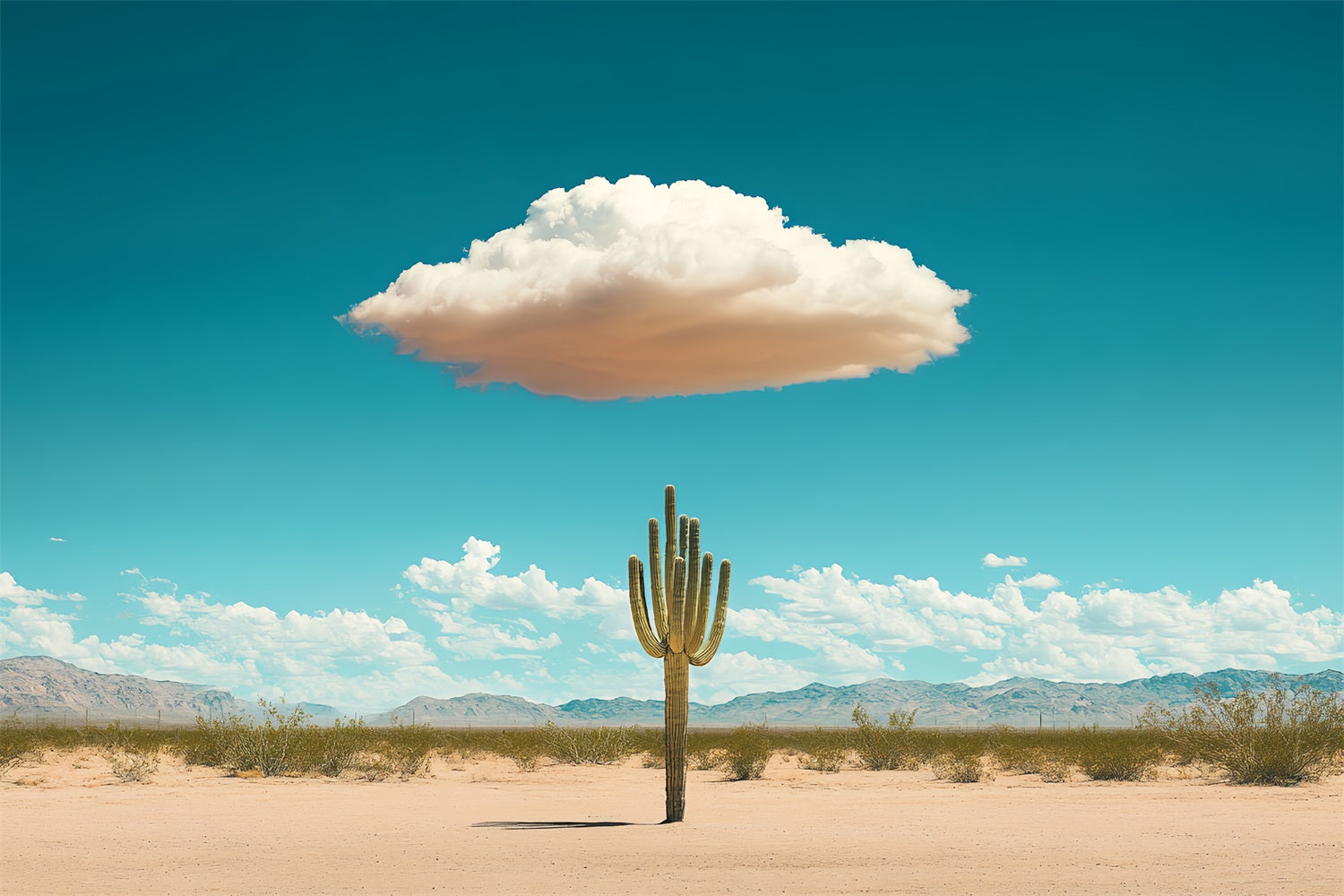 Toile de fond Ciel Bleu Cactus du Désert et Nuages CSH4-241