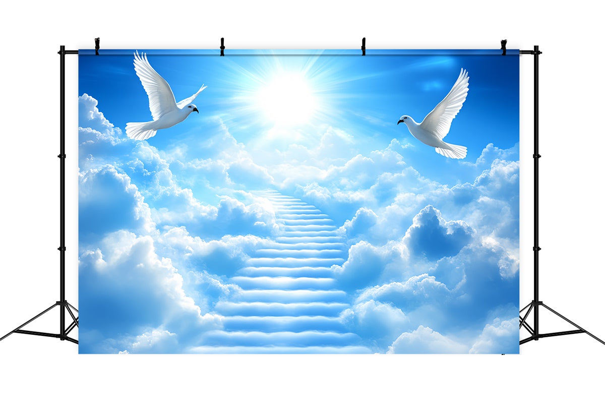 Toile de fond Ciel Nuages Échelle Nuageuse Colombes Envolées CSH4-247