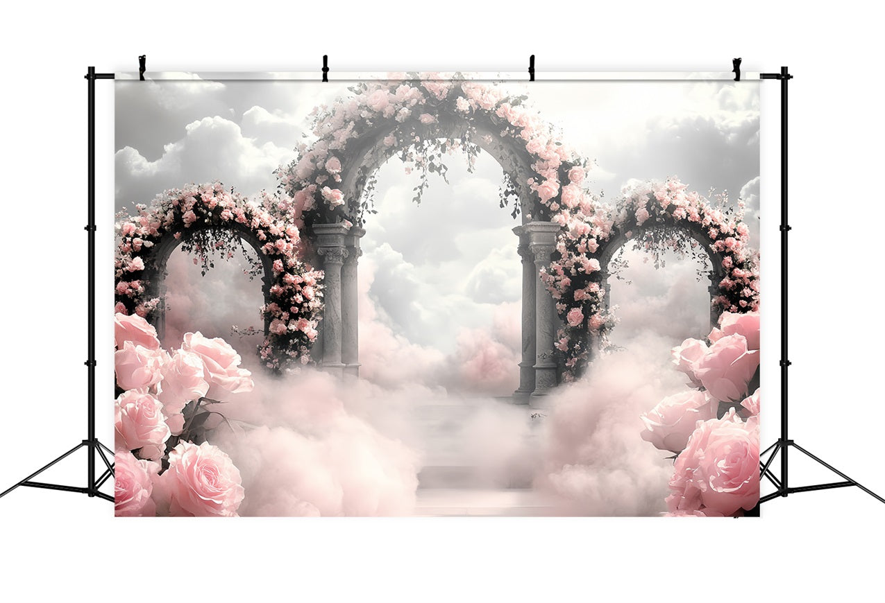 Toile de fond Vintage Idées Paradis des Roses Arches en Pierre CSH4-290