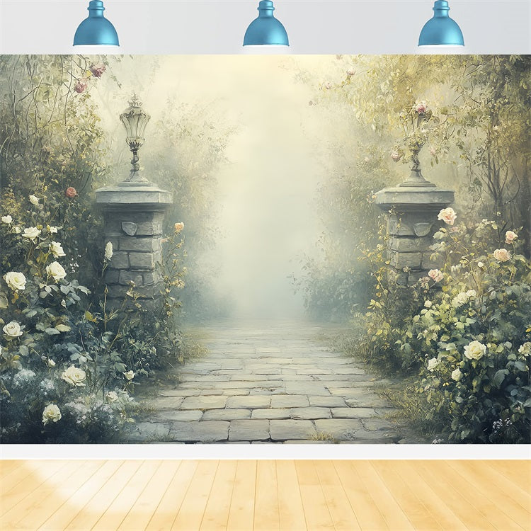 Toile de fond Vintage Pour Photographie Colonnes Sentier Jardin CSH4-310