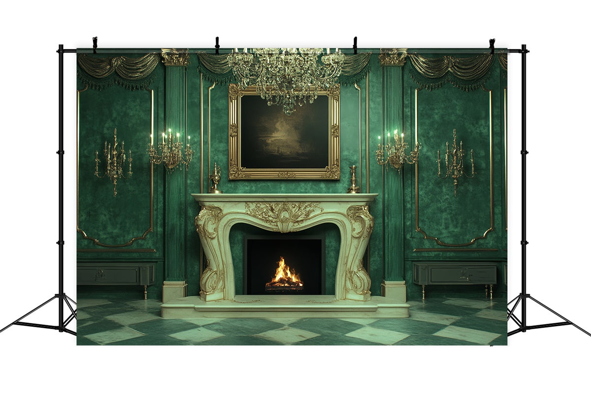 Toile de fond Photo Victorienne Palais Vert Luxueux Vintage CSH4-411