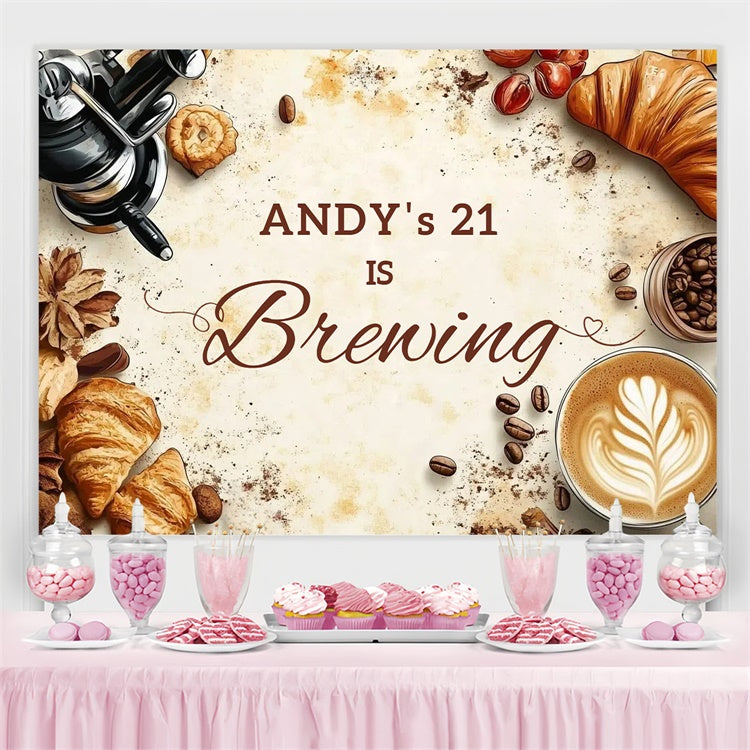 Toile de fond Photo Anniversaire Personnalisée Scène Croissant Café CSH4-45