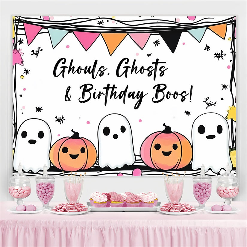 Toile de fond Anniversaire Personnalisée Fantôme Citrouille CSH4-59