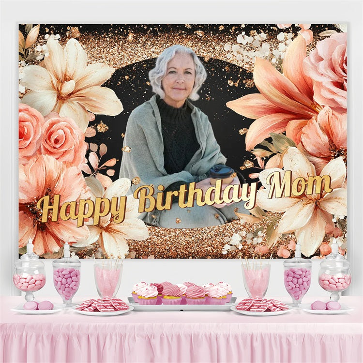 Toile de fond Anniversaire Personnalisable Fleurs Étincelantes 70e Anniversaire CSH4-64