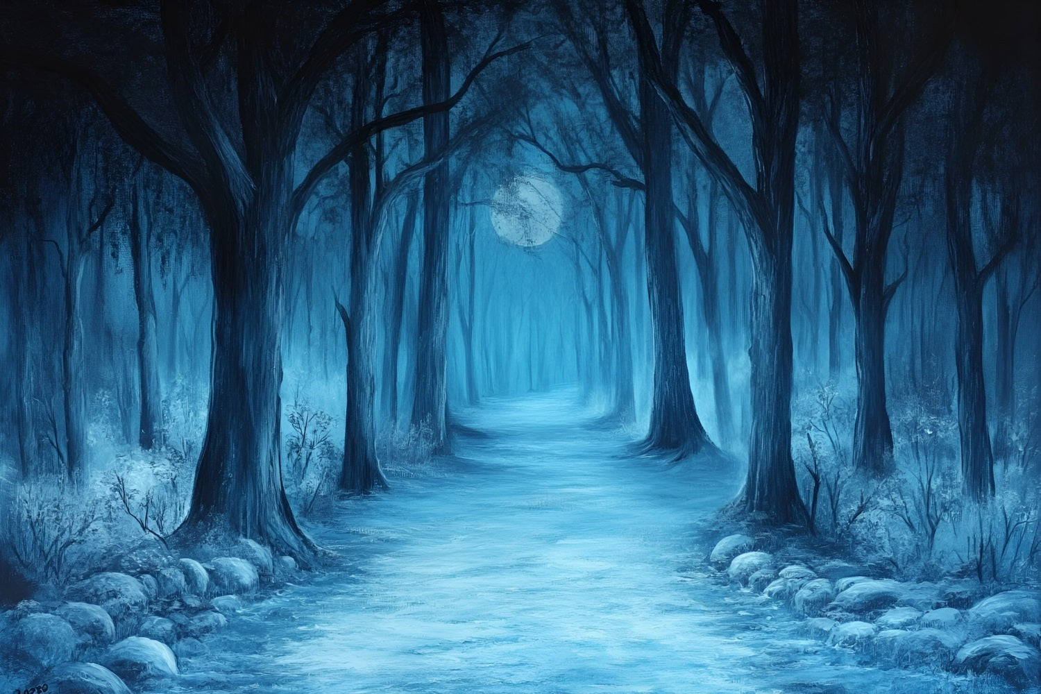 Toile de fond Sous-Bois Sentier Nocturne Clair de Lune CSH4-88