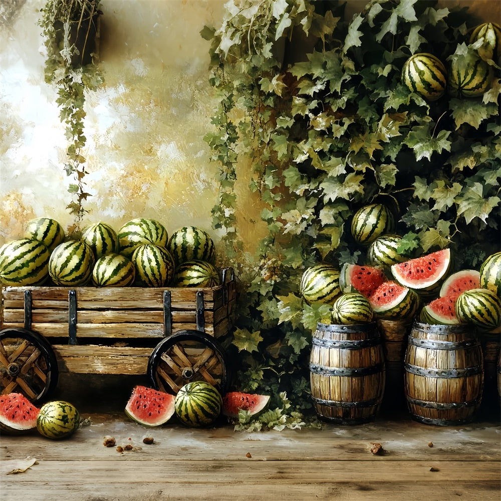 Toile de fond Pastèque Stand Vintage Fruits Été CSH5-126