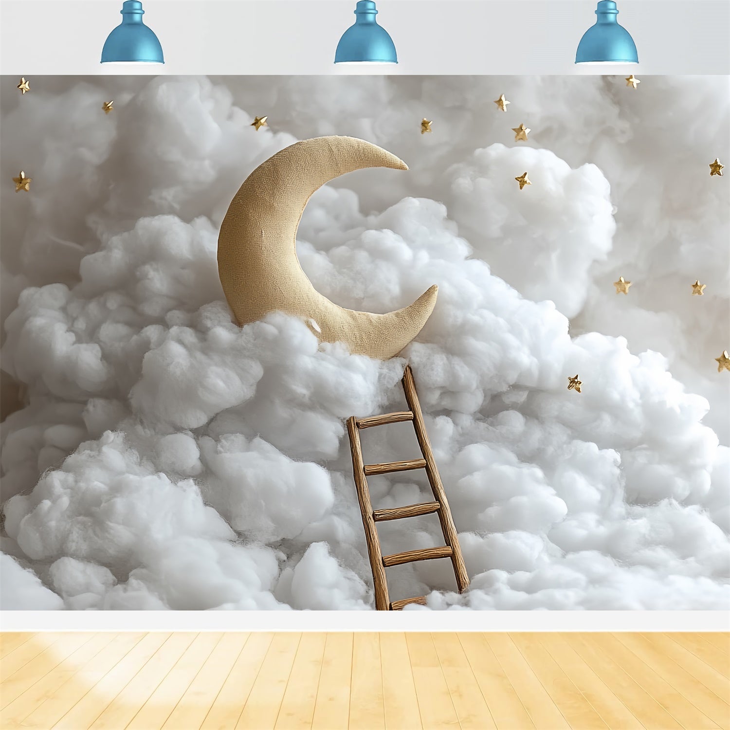 Toile de fond Lune et Étoiles Lune Dorée Escalade Nouveau-né CSH5-261