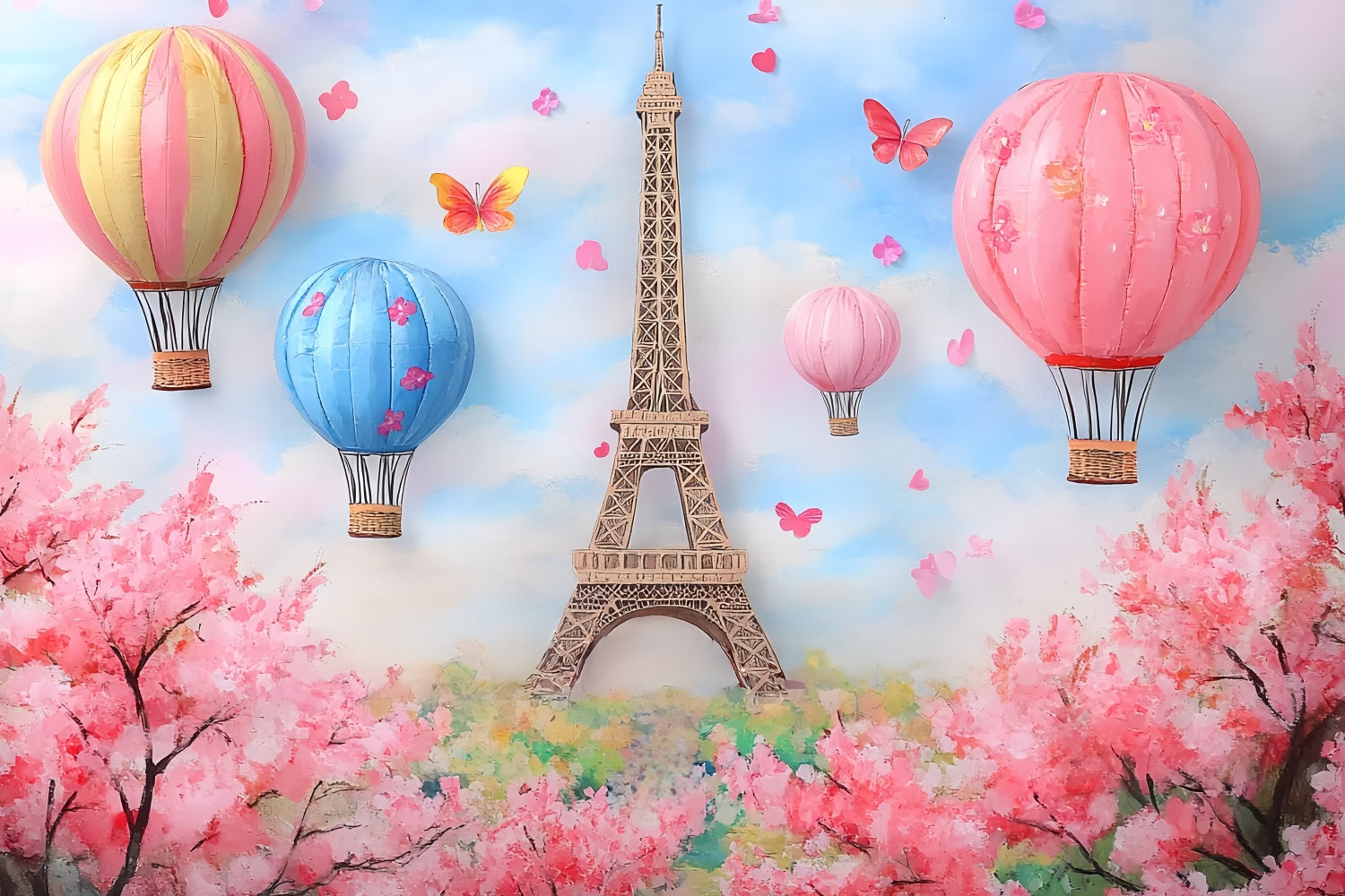 Toile de fond Nouveau-né Balade en Ballon Paris CSH5-268