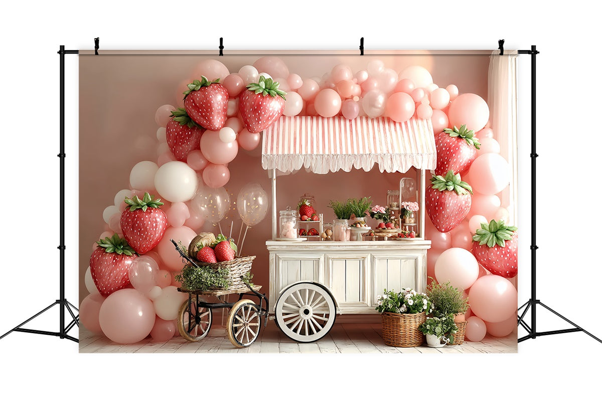 Toile de fond Fraise Chariot Bonbons Ballon Enfants CSH5-302