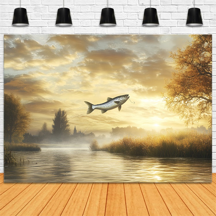 Toile de fond Fête des Pères Rivière Tranquille Pêche CSH5-54