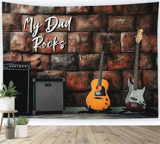 Toile de fond Fête des Pères Mur Brique Guitare Électrique CSH5-55