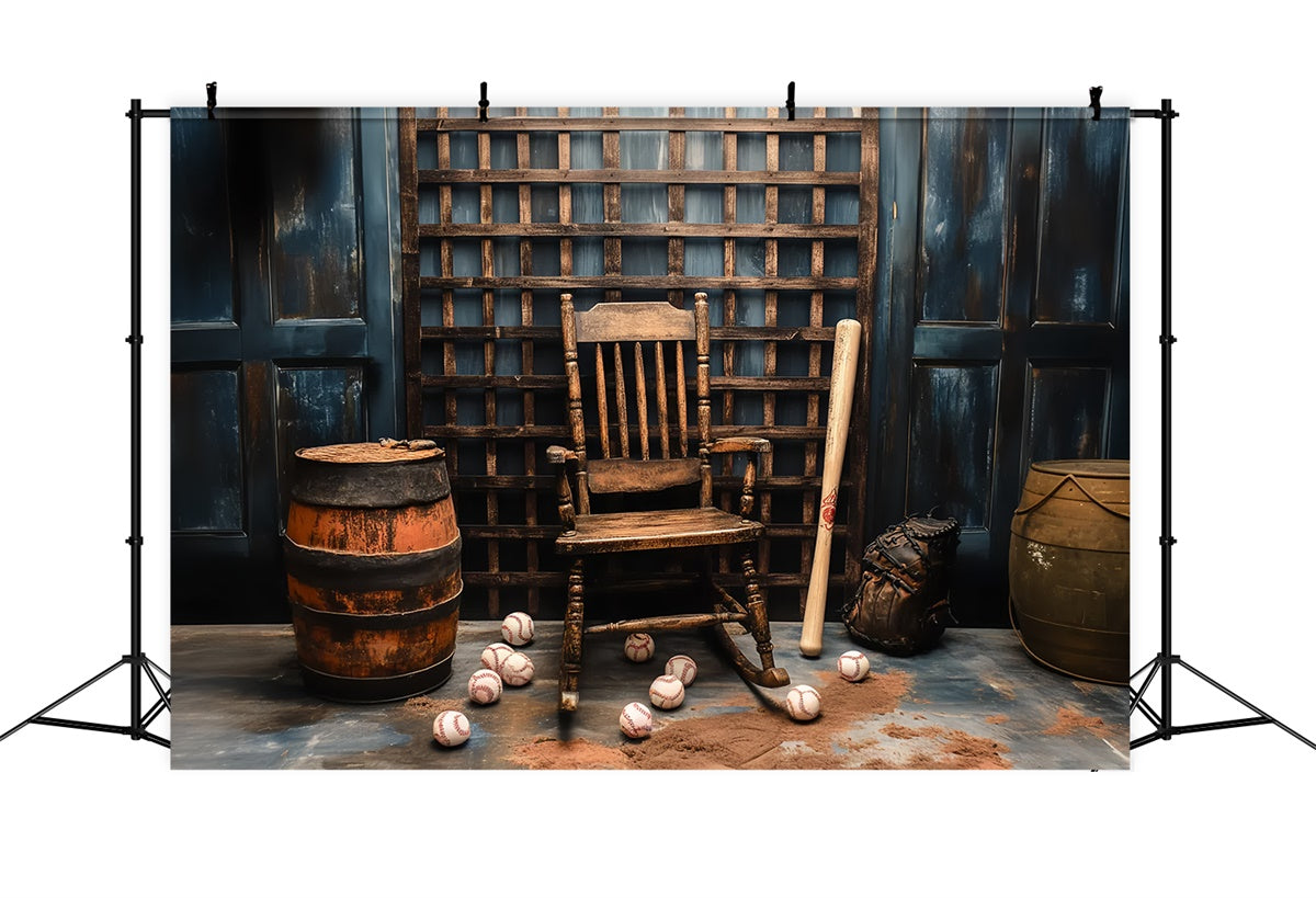 Toile de fond Fête des Pères Chaise en Bois Baseball CSH5-63