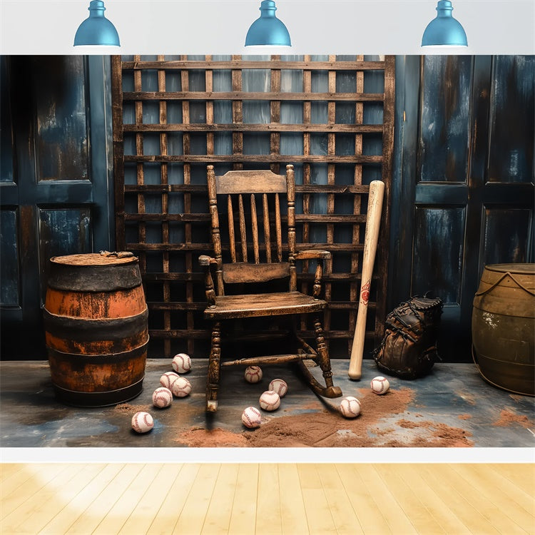 Toile de fond Fête des Pères Chaise en Bois Baseball CSH5-63