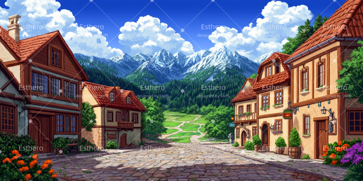 Fond de Scène Village De Printemps CSH510-T92