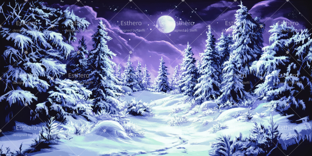 Fond de Scene Forêt Au Clair De Lune CSH511-T42