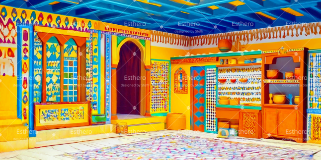 Fond de Scene Intérieur Égyptien Luxueux CSH511-T78
