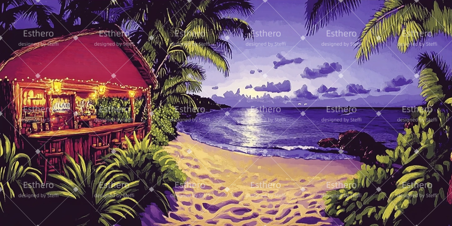 Fond de Scène Personnalisé Taverne en bord de mer CSH511-T87