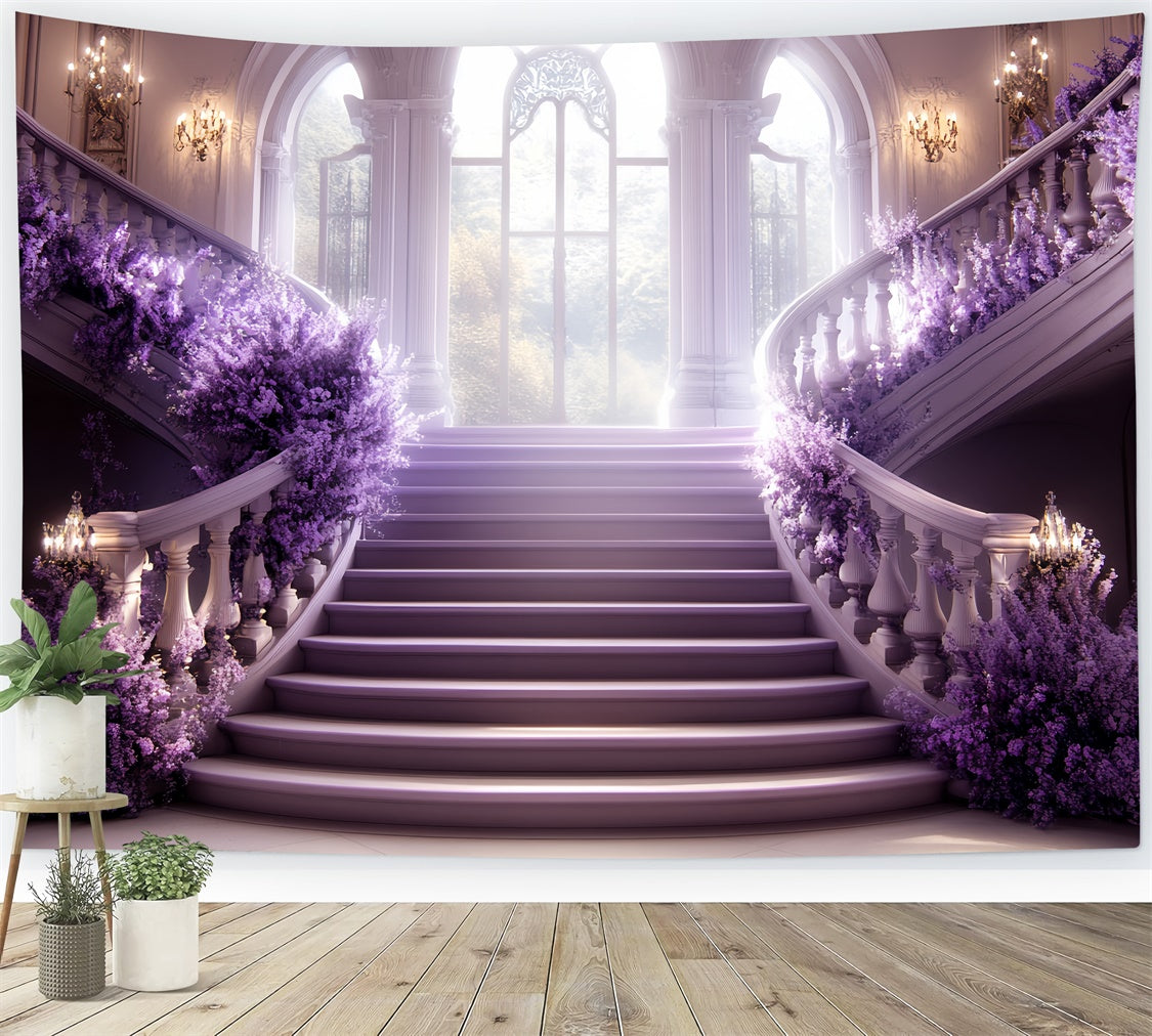 Toile de fond Vintage Escalier Lavande Salle Bal CSH57-123
