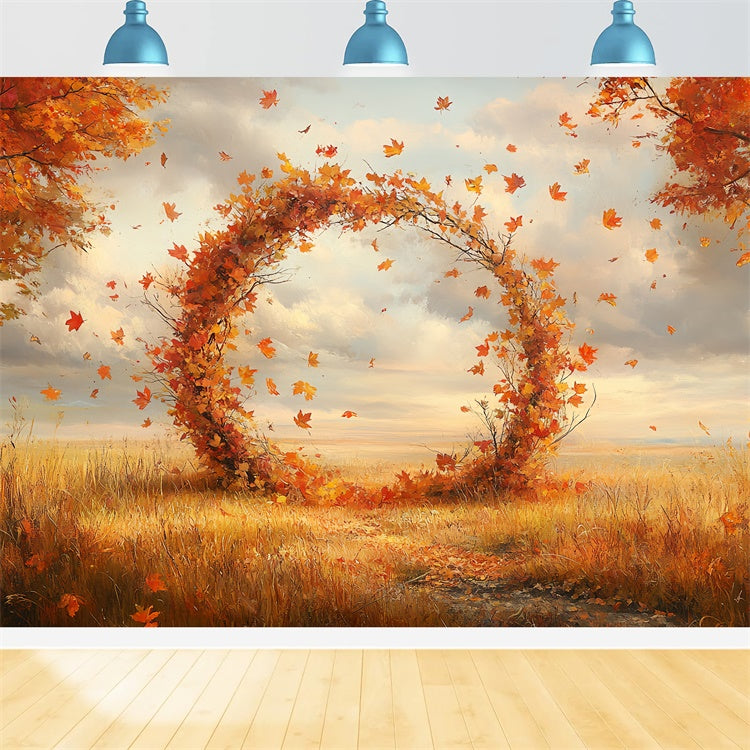 Toile de fond Automne Feuilles Prairie Anneau Tombantes CSH57-193