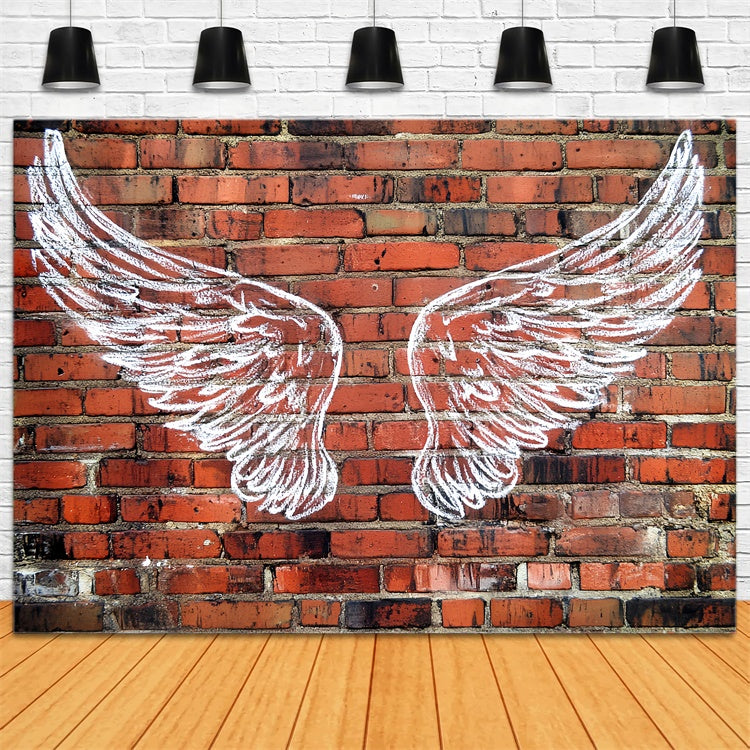Toile de fond Brique Rouge Ailes d’Ange Art Urbain CSH6-139