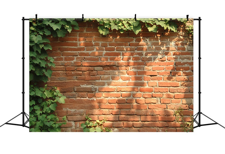 Toile de fond Brique Rouge Texture Mur Rustique au Lierre CSH6-141
