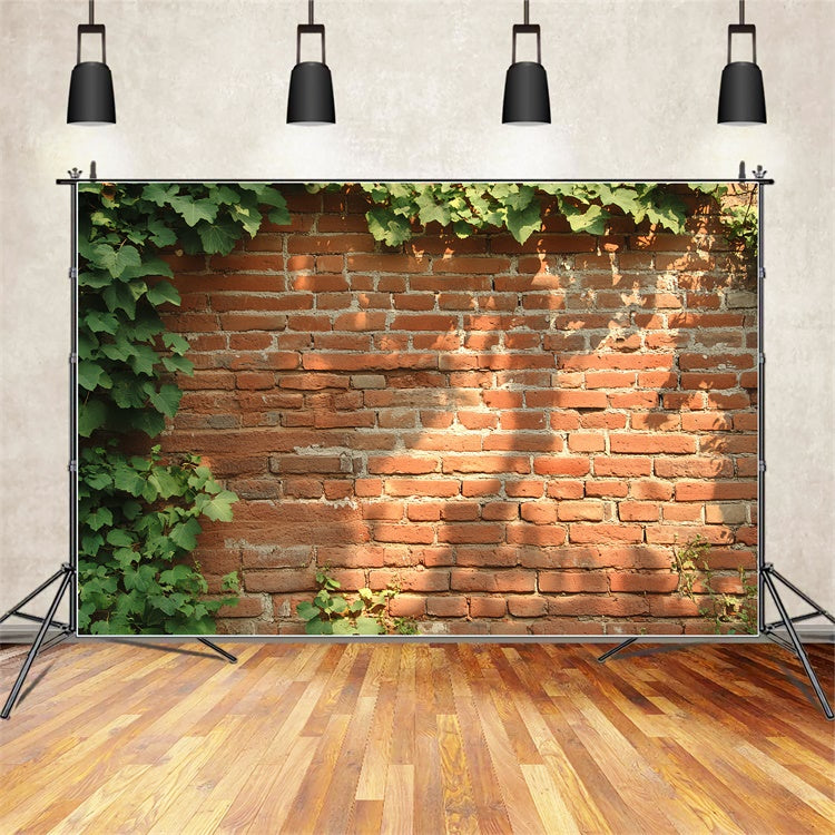 Toile de fond Brique Rouge Texture Mur Rustique au Lierre CSH6-141