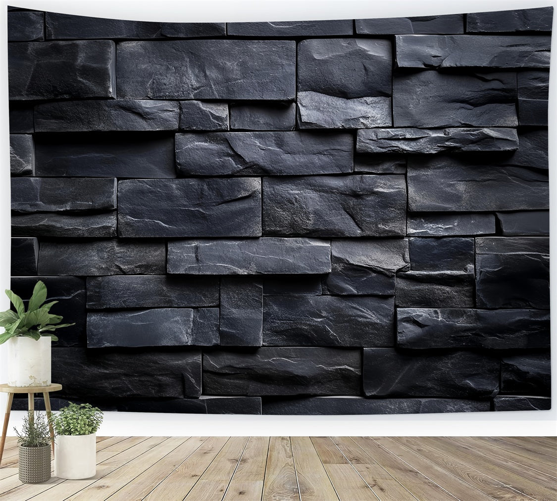 Toile de fond Mur de Brique Noire Texture Pierre Charbon CSH6-144
