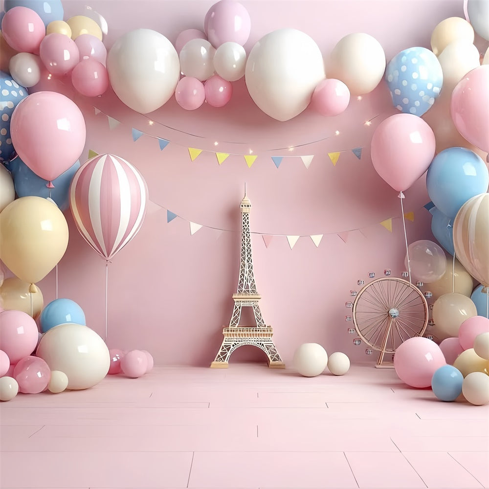 Toile de fond Photo Anniversaire Bébé Fille Fantaisie Paris Douceur CSH6-295