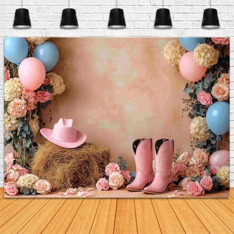 Toile de fond Cake Smash Fille Rodéo Vache Rose CSH6-303