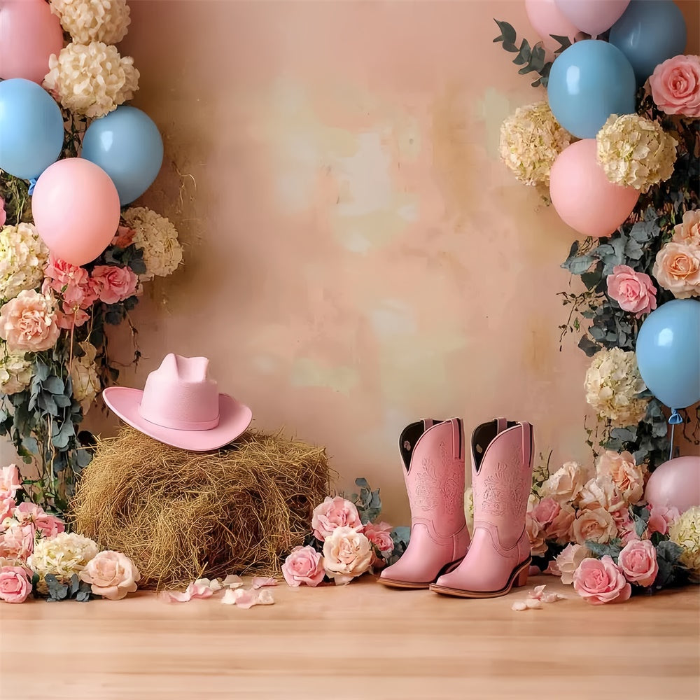 Toile de fond Cake Smash Fille Rodéo Vache Rose CSH6-303