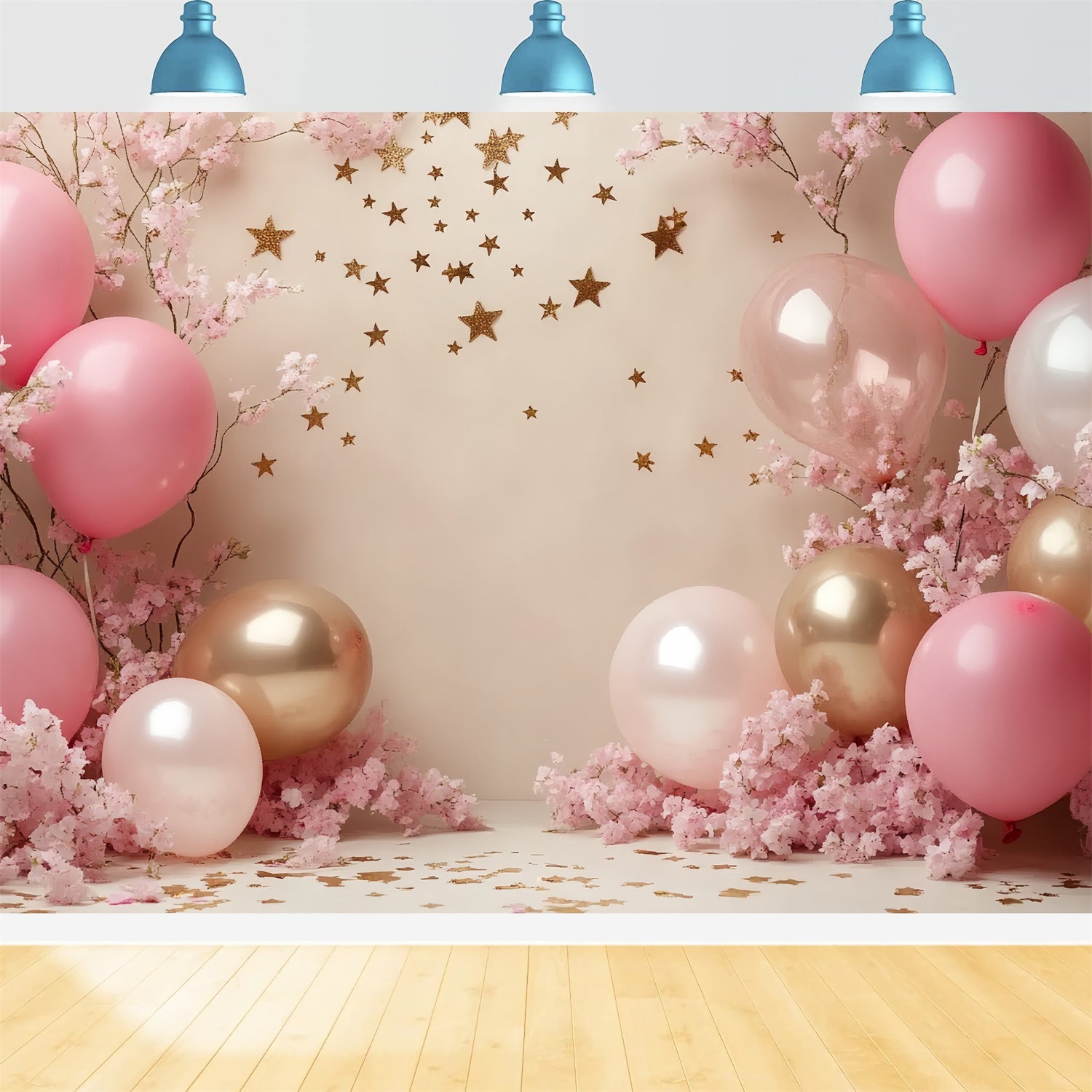 Toile de fond Cake Smash Fille Jardin Pailleté de Ballons CSH6-322