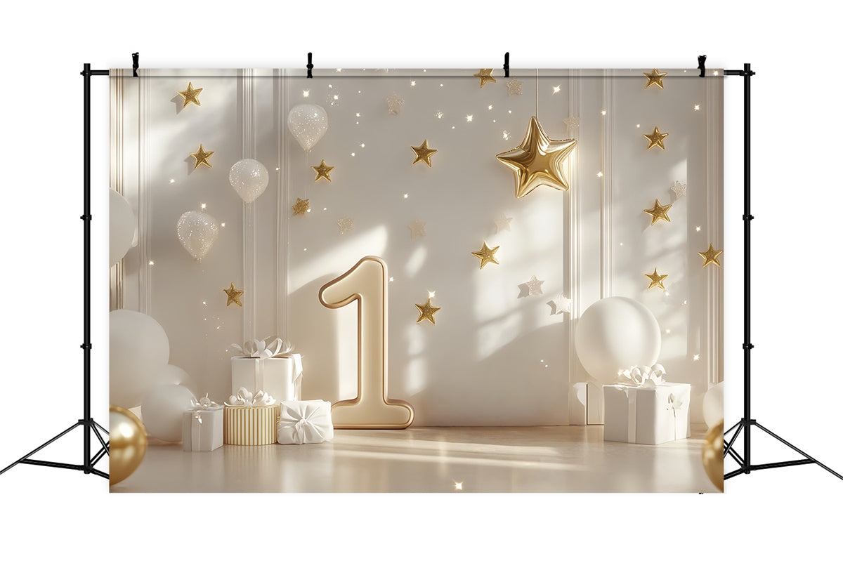 Toile de fond Décor Anniversaire 1 an Étoile Dorée CSH6-326